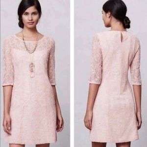 Anthropologie Maeve light pink overlay dress XS